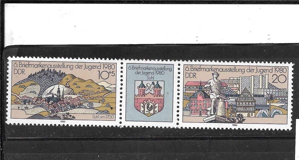 EAST GERMANY DDR SC#2123a YOUTH PHIL EXH ATTACHED PAIR mnh MINT XF STAMP