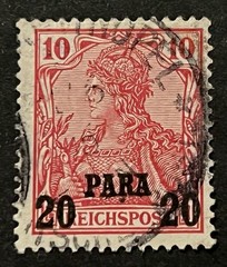 Travelstamps: Germany Offices in Turkey Stamp Sc #26 20 Para on 10pf Used UnWMK