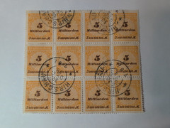 Germany 1923 Milliarden Mark Stamp Block of 12 Used Inflation Era Scott #319