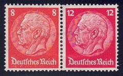 Germany – 1933 ZdMiNr W46, 8pf+12pf Hindenburg, horizontal pair MVLH