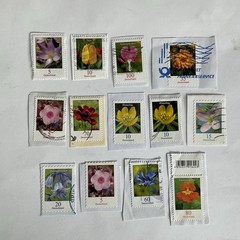 13 Germany stamps~2005-2019~Flowers~nasturtium~cornflower~bleeding heart~cosmos
