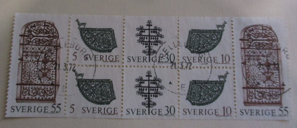 SWEDEN 1970 “ Sc#850a BOOKLET PANE 2 EACH of 4 STAMPS USED POSTED“