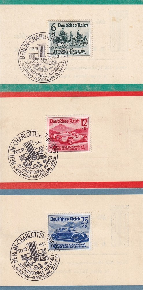 Lot Stamp Germany Sc B134-6 1939 WWII Auto Exposition Mercedes Benz U FDC