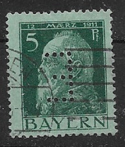 Bavaria Service MiNr 7 I used machine cancel inverted perforation
