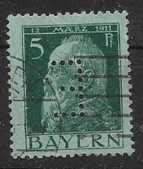 Bavaria Service MiNr 7 I used machine cancel inverted perforation