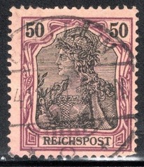 Germany Stamp Scott #60, 50pf, Germania, Used, SCV$1.20