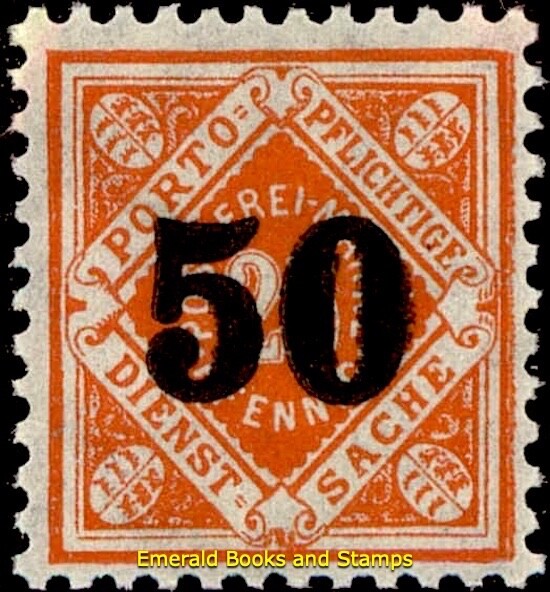 EBS Germany – Württemberg 1923 – Official – Michel D 188 – MNG (*) – (r8