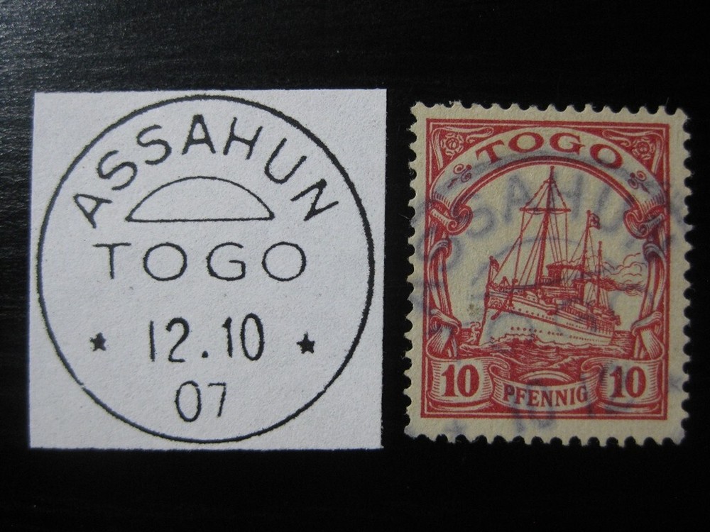 TOGO GERMAN COLONY Mi. #9 used Kaiser Yacht stamp w/ scarce „Assahun“ cancel!
