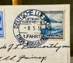 1936 Hindenburg 1st Flight Zeppelin postcard LZ 129 1. Fahrt Germany – N America