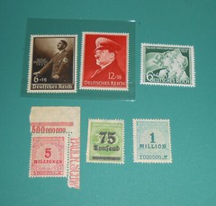 1940s Hitler WWII Reichspfennig Stamps Third Reich Nazi Youth History OverPrint
