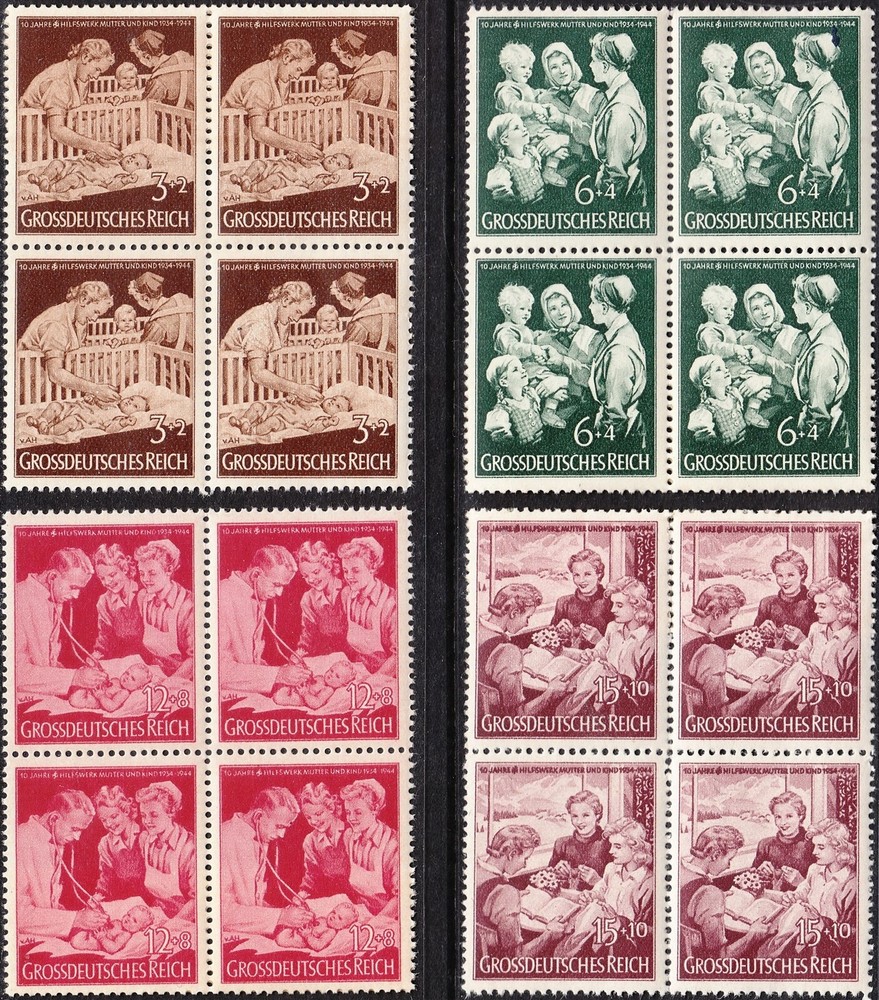 Stamp Germany Mi 869-72 Sc B253-6 Block 1944 WWII Fascism Welfare War Era MNH