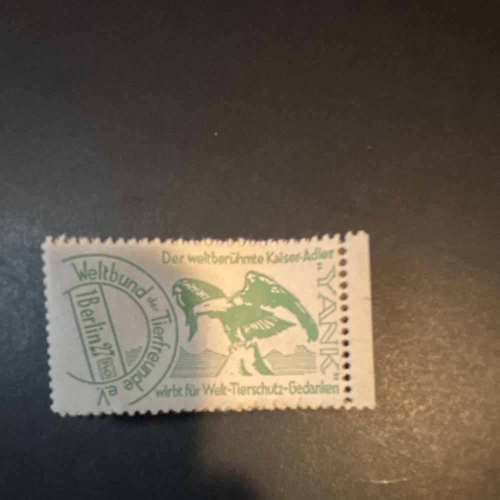 Germany Kaiser Eagle Green/White Postage Stamp Used Slogan Cancel, Animals