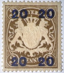 Travelstamps: 1920 Germany Bayern Overprint Stamp Mi 177 – Mint MOGH