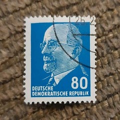 Germany DDR 80 Postage Stamp Blue Used Handstamped Cancel Politicians