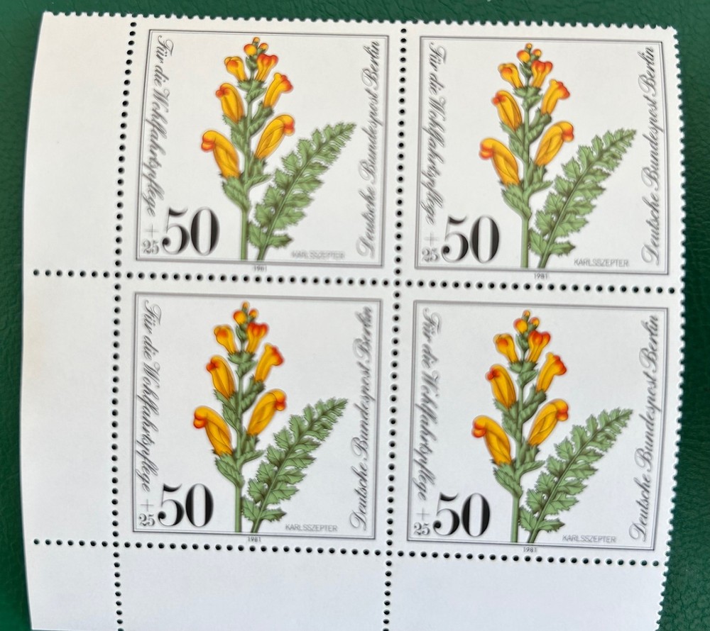 Germany – Berlin, 1981, #9NB183 Mint NH block of 4, Plants