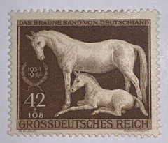 TRAVELSTAMPS: 1944 Germany Stamps Sc #B283 WWII Brown Ribbon Horse MINT OG H