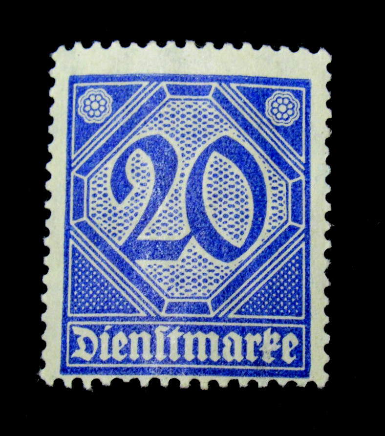 Germany Stamps Scott O1L12 Official Use in Prussia 20 Diensmarke 1920 Mint MLH