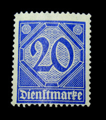 Germany Stamps Scott O1L12 Official Use in Prussia 20 Diensmarke 1920 Mint MLH