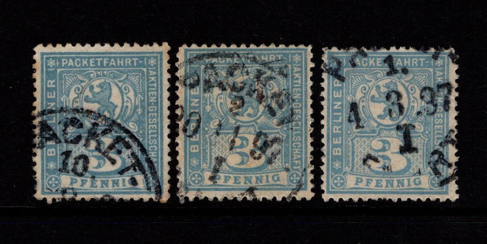 Germany Late 1890s 3p Berlin Private Post Used / 3 Cancel & Shades – S58664