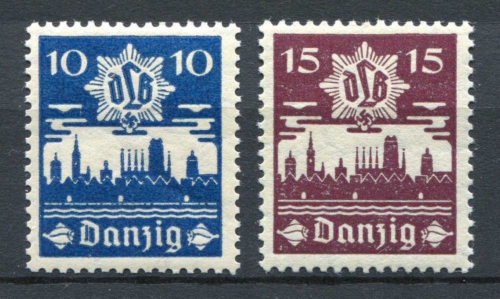 GERMANY 3rd REICH DANZIG 1937 SCOTT 219-220 AIR DEFENCE LEAGUE PERFECT MNH