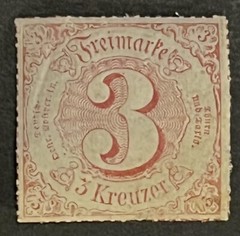 Travelstamps: Thurn & Taxis Stamps 3 Kreuzer Mint Original Gum MNH OG
