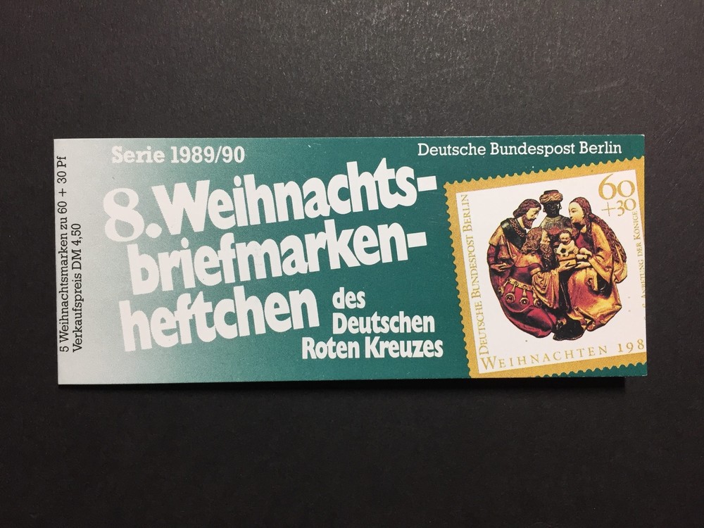 GERMANY STAMP BOOKLET 1989 RED CROSS CHRISTMAS NOEL ROTES KREUZ RARE!! xa89