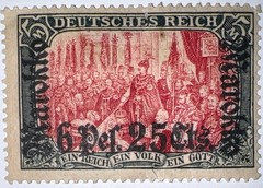 Travelstamps: Germany Morocco OP Stamps 6 per. 25cts on 5m Mint OG H Wmk
