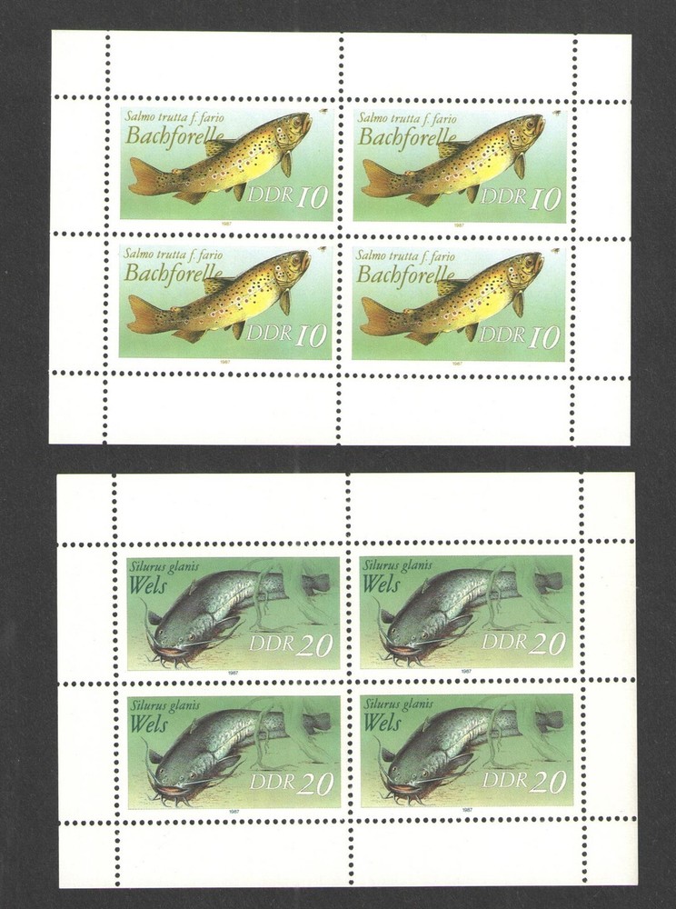 1987 GERMANY Scott # 2608 + 2609 { FISH } SOUVENIR SHEETS MNH MINT NEVER HINGED