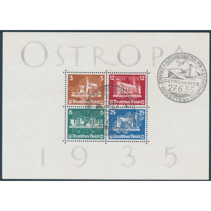 GERMANY – 1935 OSTROPA Stamp Exhibition sheetlet, used – Michel # Block 3