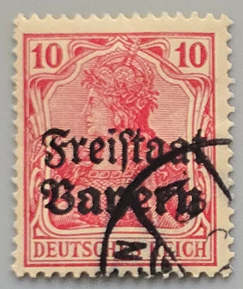 Germany Bavaria 10pf Germania Freistaat Bayern Overprint Used