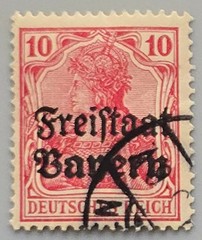 Germany Bavaria 10pf Germania Freistaat Bayern Overprint Used