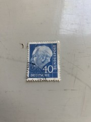 GERMANY WEST DEUTSCHE BUNDESPOST 1957 PROFESSOR HEUSS 40 PFG BLUE Stamp Collect