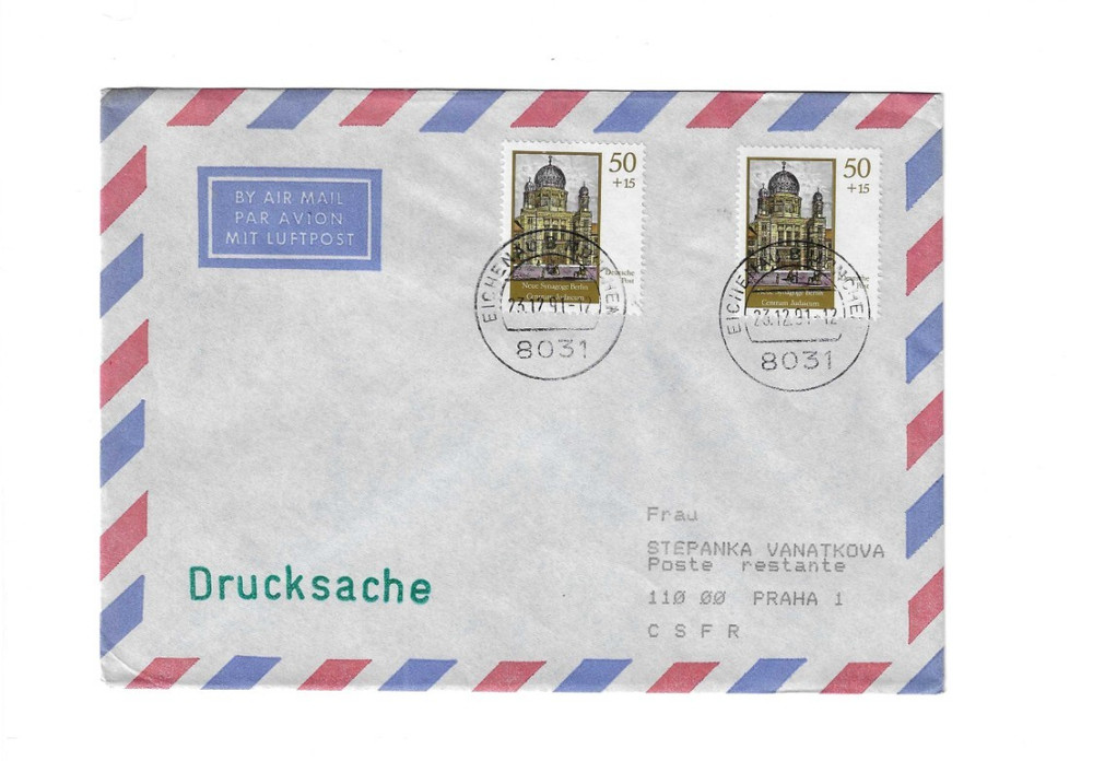 GERMANY 1991 Cover sent from Eichenau to Praha CFSR