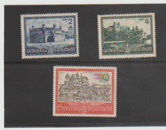 Poland Scott# N73-N75 MH German Occupation Mi 63-65Br/ul Architecture of Cracow