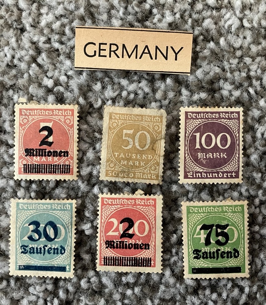 Germany Stamp – Set of 6 – Deutsches Reich – 1922-1923 – Overprinted – Weimar