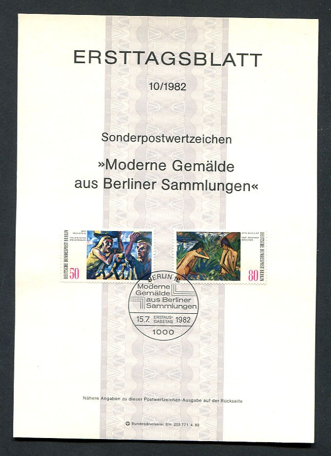 Germany – Berlin : Modern Art Day Sheetlet (ETB) from 1982 (Michel # 10/1982)