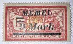Travelstamps: Germany Memel OP Stamps 9m on 1f, Mint Og Hinged, Surcharge ,MOGH