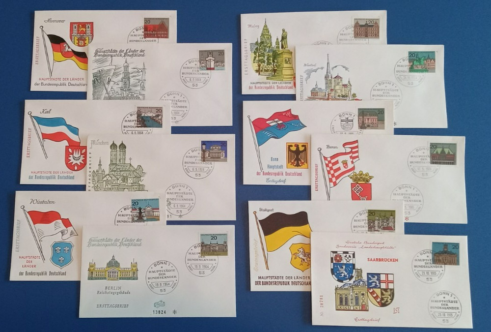 Germany State Capitals FDC First Day Cover Fidacos Numbered Set of 12