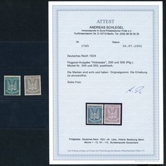 German Reich, Michel number 349 + 350 mint certificate