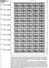 GDR DDR 10 Pf Complete 50-Stamp Sheet Printing Error – Incorrect Margin Counte