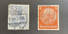 GERMAN DEUTSCHE REICH POST 20 PFN & 1933 President Hindenburg Medallion 600Stamp