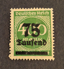 1923 Germany Weimar Republic 75 Tausend Green Stamp