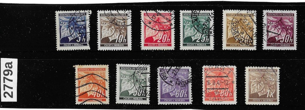 Stamp set 1940s Germany occupation of BaM WWII Linden Leaves #2779a