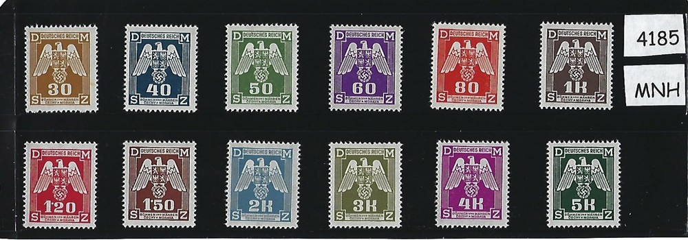 MNH stamp set Complete O13-O24 / WWII German Occupation / Third Reich Officials