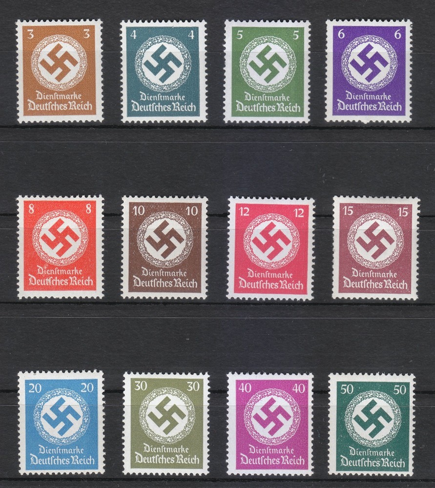Germany Third Reich 1942-1944 MNH Mi 166-177 Sc O92-O103 Swastika Official **