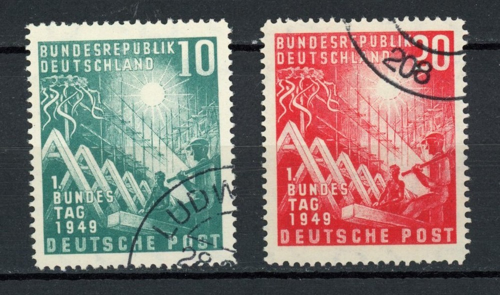 Germany – Used Stamp Mi 111-2 Scott 665-6 Federal Assembly (1949)
