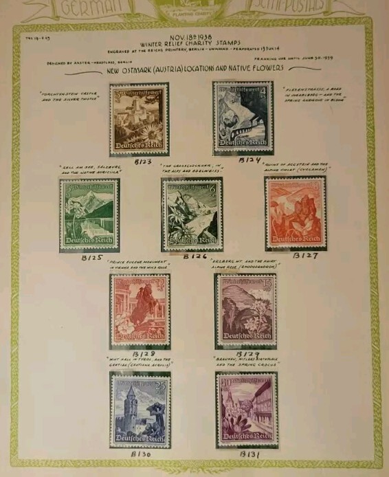 Scott #B123-#B131 MNH 1938 German Stamp Set