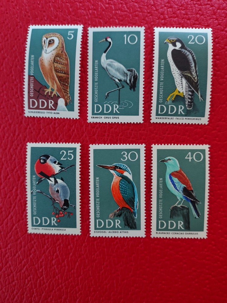 Stamps GDR 1967, Michel 1272-1277, protected birds, mint