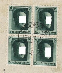 GERMANY REICH BLOCK OFF FOUR FINE USED ON ENVELOPE from Mi.# Block 7