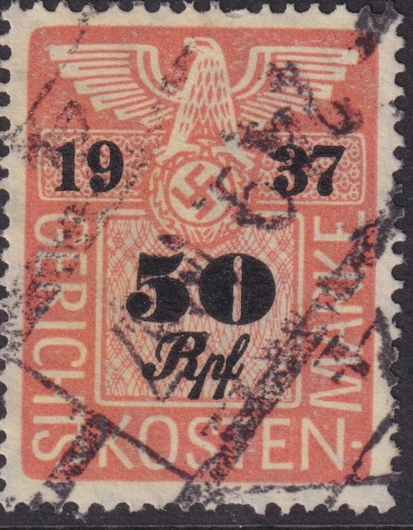 Stamp Germany Poland Revenue WWII Court Document Fee 1937 50 RPF Used